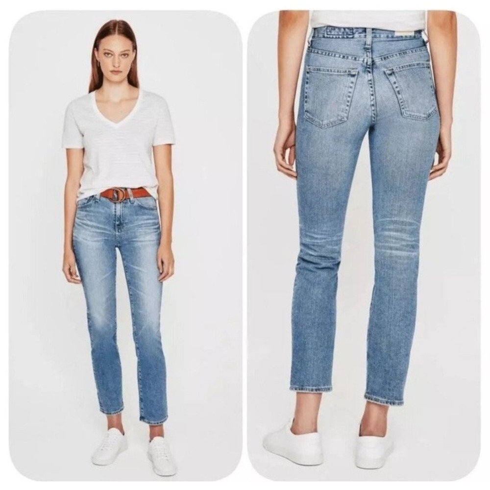 AG Adriano Goldschmied Saige High Rise Straight Jeans Women's Size 24 Blue Denim